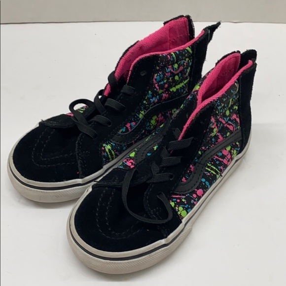Vans Other - Vans 10 Toddler high-top sneakers black splashed
